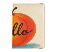 Hello Cartoon Carino Arancione Albicocca Cuoio decorativo Passaporto Titolare Della Copertura Del Raccoglitore Vaccino Caso Della Copertura Della Protezione Carino, Ciao Cartoon carino arancione