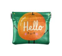 Hello Cartoon carino arancione arancione donna portamonete in pelle Fancy Card Key Organizer per le donne viaggi, Hello Cartoon carino arancione arancione, 1 formato, stampa artistica, Ciao Cartoon