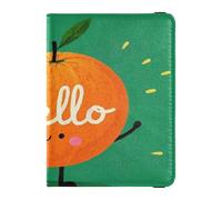 Hello Cartoon Carino Arancione Arancione Pelle decorativa Passaporto Titolare Della Copertura Portafoglio Vaccino Caso Della Copertura Della Protezione Carino Libro del Passaporto, Ciao Cartoon carino