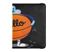 Hello Cartoon Carino Arancione Pallacanestro Pelle Decorativa Porta Passaporto Copertura Vaccino Custodia Protettiva Custodia Viaggio Passaporto Portafoglio Con Slot per Vaccinazione Leggero, Ciao