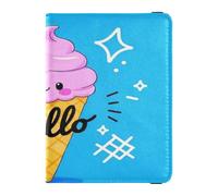 Hello Cartoon Carino Rosa Gelato Cuoio decorativo Passaporto Titolare Coperture Caso Portafoglio Combo Documento Organizer Holder Accessori Impermeabile, Ciao Cartoon carino gelato rosa, 1 size