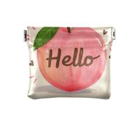 Hello Cartoon Carino Rosa Pesca Donne Portamonete in Pelle Comoda Tasca Borsa Trucco per Donne Signore, Ciao Cartoon carino pesca rosa, 1 size, Stampa artistica