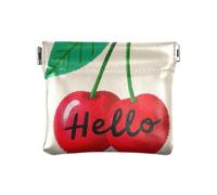 Hello Cartoon Carino Rosso Cherry Donna In Pelle Moneta Cambia Borsa Comodo Trucco Borsa Cambiare Borsa per Le Donne Viaggio, Ciao Cartoon carino ciliegia rossa, 1 size, Stampa artistica