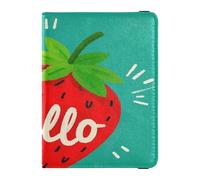 Hello Cartoon Carino Rosso Fragola Cuoio decorativo Passaporto Titolare Della Copertura Portafoglio Portafoglio Combo Porta Passaporto Leggero, Ciao Cartoon carino fragola rossa, 1 size