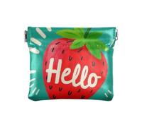 Hello Cartoon Carino Rosso Fragola Donna Piccolo Portamonete In Pelle Carino Cambiamento Titolare Della Carta Organizzatore per Le Donne, Ciao Cartoon carino fragola rossa, 1 size, Stampa artistica