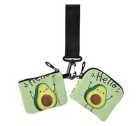 Hello Cartoon Cute Green Avocado - Portafoglio da donna con portamonete e portachiavi, alla moda, con portachiavi, confezione da 2, Ciao Cartoon carino avocado verde, 1 size, Casual