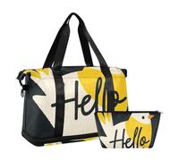 Hello Cartoon Cute White Bird Travel Hand Bag Gym Bag con cinghia regolabile per sport impermeabile, Ciao Cartoon carino uccello bianco, 1 size