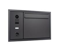Hello Cassetta delle lettere con DoorBird D1100E IP-videofono e ekey sLine Fingerprint - Smart cassetta delle lettere, apertura per dito, montaggio a incasso, in acciaio inox, grigio antracite opaco