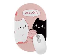 Hello Cats Tappetino per mouse per scrivania, tappetino per mouse da gioco con base antiscivolo bordi cuciti, tappetino ovale per tastiera e mouse, 28 × 18 cm