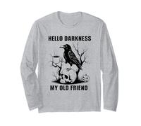 Hello Darkness Il Mio Vecchio Amico Crow Coffee Halloween Spaventoso Maglia a Manica