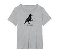 Hello Darkness Il Mio Vecchio Amico Crow Coffee Halloween Spaventoso Maglietta, Donna Plus-Size, Grigio Melange, 3X