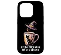 Hello Darkness My Old Friend Black Cat Coffee Mug Witch Cat Custodia per iPhone 15 Pro