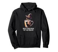 Hello Darkness My Old Friend Black Cat Coffee Mug Witch Cat Felpa con Cappuccio