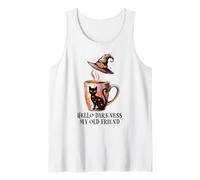 Hello Darkness My Old Friend Black Cat Coffee Mug Witchy Cat Canotta
