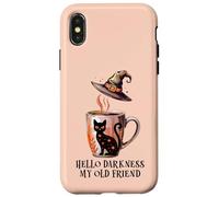 Hello Darkness My Old Friend Black Cat Coffee Mug Witchy Cat Custodia per iPhone X/XS