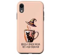 Hello Darkness My Old Friend Black Cat Coffee Mug Witchy Cat Custodia per iPhone XR