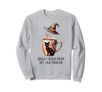 Hello Darkness My Old Friend Black Cat Coffee Mug Witchy Cat Felpa