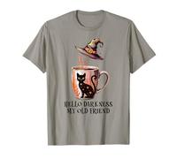 Hello Darkness My Old Friend Black Cat Coffee Mug Witchy Cat Maglietta