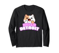 Hello Detroit - Simpatico Gatto Kawaii Anime Design Maglia a Manica