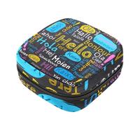 Hello Different Language First Period Kit per ragazze, salvaslip per tamponi, borsa mestruale, supporto per assorbenti con cerniera, organizer per tovaglioli sanitari