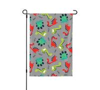 Hello Dinosaur Garden Flag 28x40 pollici Double Sided Vertical Yard Flag Decor Bandiere in poliestere per la casa di benvenuto per esterni Portico esterno Agriturismo Patio Decorazione del prato