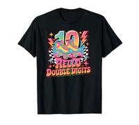 Hello Double Digits I'm 10 Roller Skate Lovers Birthday Maglietta