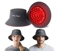 Hello Face Cappello Terapia Luce Rossa, 336 LED 660 NM & 850 NM Infrarossi, Design a Cappello da Pescatore Fino a 62 cm, Cura Professionale per la Salute dei Capelli