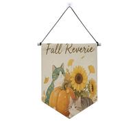 Hello Fall Autumn Cat Pumpkin Girasole banner gancio per parete con asta telescopica banner da appendere alla parete decorazioni per feste per interni ed esterni