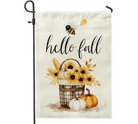 Hello Fall Autumn Decor Garden Flag, Yellow Pumpkin Girasoli Bee Juta Banner Bifacciale Decorazione Esterna Prato Stagione Raccolta Decorazione Casa 30,5 x 45,7 cm