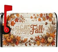 Hello Fall Autumn Harvest - Coperture magnetiche per cassetta postale con | zucche, involucri per cassette postali, ghiande, legno rustico, decorazione per il raccolto, fascino stagionale del