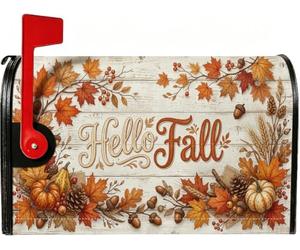Hello Fall Autumn Harvest - Coperture magnetiche per cassetta postale con | zucche, involucri per cassette postali, ghiande, legno rustico, decorazione per il raccolto, fascino stagionale del