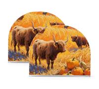 Hello Fall Autumn Mucca Zucca Campo di grano Portagiovaglioli in acrilico per picnic Bar Rustico autoportante portatovaglioli in acrilico decorazione per la casa per tavolo, cucina, confezione da 2