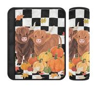 Hello Fall Autumn Mucca Zucca Nero Check 2 pz Cintura di Sicurezza Imbottiture per Adulti Rilasciare Lo Stress al Collo e alle Spalle per Aereo Accessorios para carro