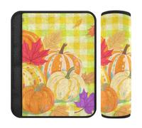 Hello Fall Autumn Pumpkin Checkered Plaid acero verde 2 Pack seggiolino auto Spalline Stop cintura di sicurezza taglio nel collo per aereo forro para cinturon de seguridad