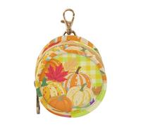Hello Fall Autumn Pumpkin Checkered Plaid Acero Verde Neonato Ragazza Ciuccio Custodia con Cerniera e Clip da Polso Portafoglio Portachiavi Porta Articoli Per Bambini Contenitore di Immagazzinaggio