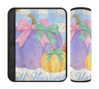 Hello Fall Autumn Pumpkin Checkered Plaid Blu 2 Pack Cintura di sicurezza Spalline Pad Stop cintura di sicurezza Taglio nel collo per aereo forro para cinturon de seguridad