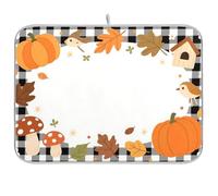 Hello Fall Autumn Pumpkin Checkered Plaid Riutilizzabile Stuoia di asciugatura 18x24 Rettangolare Grande Scolapiatti con tappetino Decorativo Home Decor Essentials