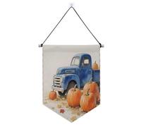 Hello Fall Autumn Pumpkin Trunk Checkered Plaid banner gancio per parete con asta telescopica divertenti banner per camera decorazione patio esterno per ufficio, scuola, aula, dormitorio, casa