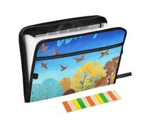 Hello Fall Autumn Tree Bird Blue Paper Organizer Cartella 13 tasche formato A4 Lettera con chiusura a cerniera per cartella di archiviazione