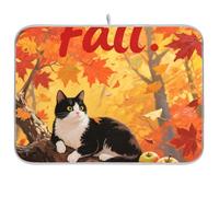 Hello Fall Autunno Albero Gatto Riutilizzabile Piatto mat 18x24 Rettangolo Grande Scolapiatti mat Decorativo Home Decor Essentials