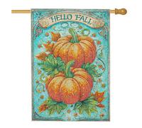 Hello Fall - Bandiera da giardino a forma di zucca, striscione decorativo arancione per l'autunno, decorazione per prato su entrambi i lati, decorazione stagionale per esterni, 71 x 101 cm