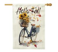 Hello Fall - Bandiera da giardino con girasole, bandiera gialla floreale per la casa, bandiera da cortile in iuta su entrambi i lati, decorazione autunnale per esterni, 71 x 101 cm