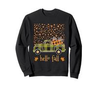 Hello Fall Camicia Divertente Halloween Zucca Buffalo Plaid Camion Felpa