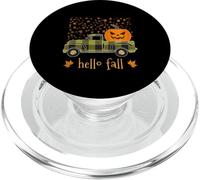Hello Fall Camicia Divertente Halloween Zucca Buffalo Plaid Camion PopSockets PopGrip per MagSafe