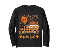 Hello Fall Camicia GNOME Zucca Halloween Buffalo Plaid Camion Maglia a Manica