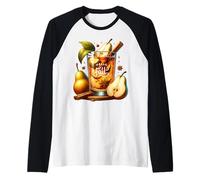 Hello Fall Hot Tea Graphic for Pear Tea Lovers Cute Autumn Maglia con Maniche Raglan