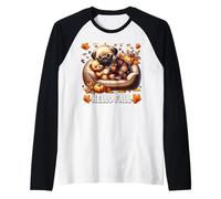 Hello Fall Pug Graphic for Women Men Kids Cute Autumn Dog Maglia con Maniche Raglan