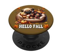 Hello Fall Pug Graphic For Women Men Kids Cute Autumn Dog PopSockets PopGrip Adesivo