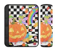 Hello Fall - Set di 2 coprisedili per cinture di sicurezza per seggiolino auto, motivo zucca, autunno, a quadri, protegge collo e spalle per Van copertura per cintura