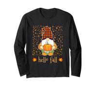 Hello Fall Tree - Gnomo Divertente con Zucca Autunnale Maglia a Manica
